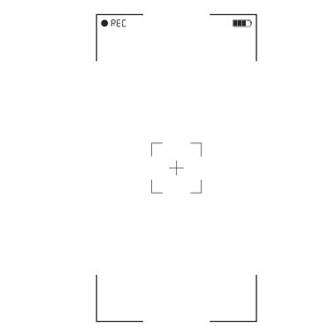 Video kamera veya akıllı telefon dikey görüntü bulucu kareyi boş bir ekran görüntüsü ile izole edilmiş bir vektör olarak kaplar