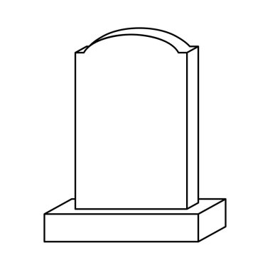 Mezar taşı ya da mezar taşı simgesi satır sanatı vektörü için kopyalama alanı ile birlikte