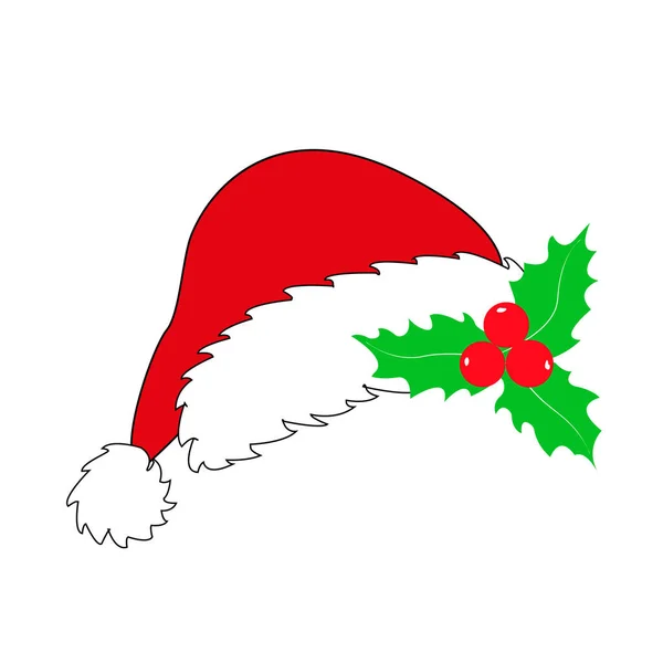 Sombrero Festivo Santa Claus Holly Símbolo Año Nuevo Navidad —  Fotos de Stock