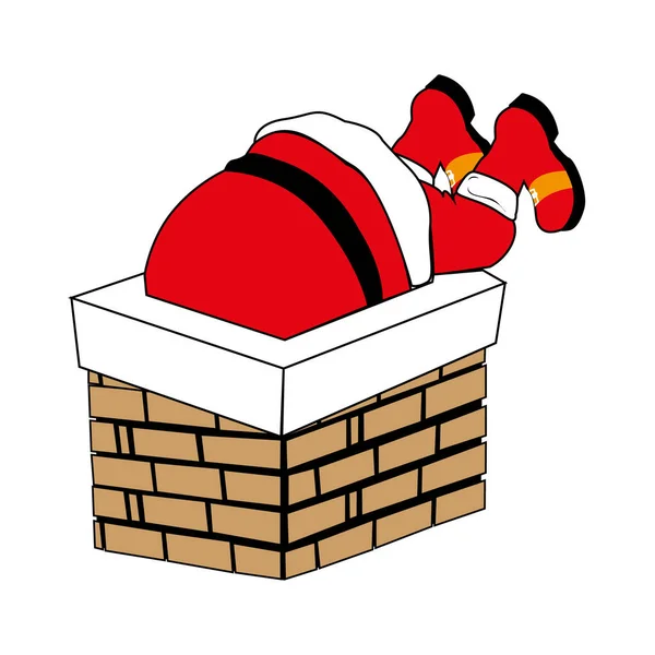 贈り物を残すために サンタクロースは煙突を登る クリスマスだ — ストック写真