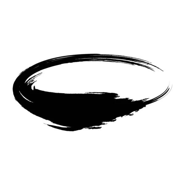 Oval Drawn Brush Grunge Frame Icon Logo Label Ellipse Banner — Stock Photo, Image