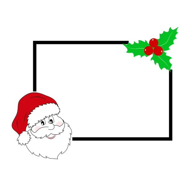 Marco Navidad Con Santa Claus Acebo Elemento Diseño Banner Póster —  Fotos de Stock