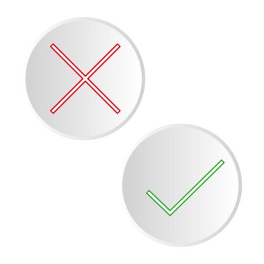 Yeşil ve kırmızı renk. Kabul edildi ve reddedildi, işaretlendi ve reddedildi, onaylandı ve reddedildi, doğru ve yanlış, doğru ve yanlış