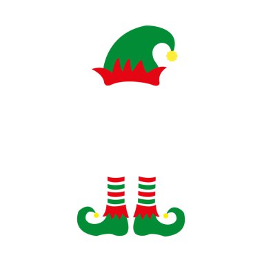 Şirin elf ekibi monogram çerçeve çizimi.