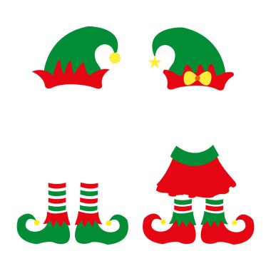 Şirin elf ekibi monogram çerçeve çizimi.