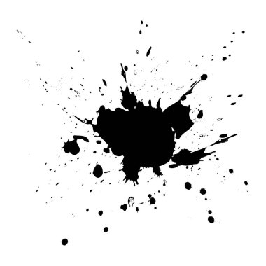 Siyah boya sıçramış. Beyaz bir arkaplanda
