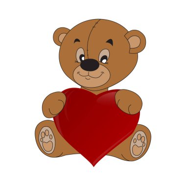 Şirin oyuncak ayı Kalp Şeklinde Oturuyor Projeleriniz için Nesne Tasarımı