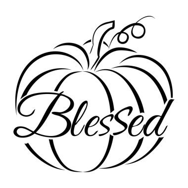 blessed pumpkin inscription, on a white background.