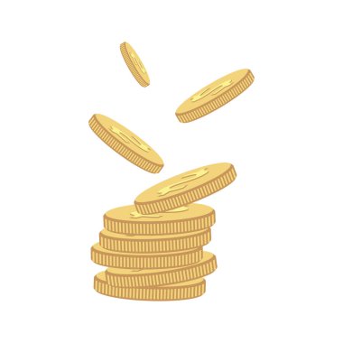 Gerçekçi altın sikkeler patladı. Şeffaf arkaplanda izole edilmiş. Projeniz için tasarım