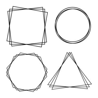 Geometrik Şekiller Kare, Çember, Üçgen, Eğitim Çerçevesi Tasarımı Projeniz için Altıgen