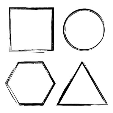 Geometrik Şekiller Kare, Çember, Üçgen, Eğitim Çerçevesi Tasarımı Projeniz için Altıgen