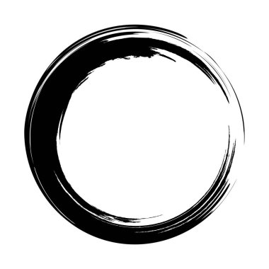 Yuvarlak grunge çerçeve. Beyaz arkaplanda siyah.