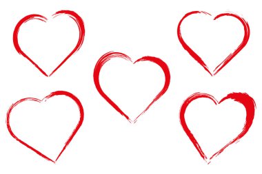 Beyaz arka planda kırmızı grunge kalp. Ayarla.