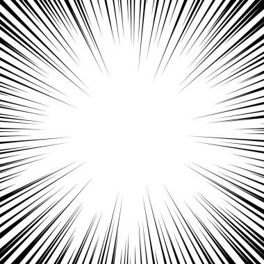 Çizgi roman. Radyal patlama çizgileri olan arkaplan