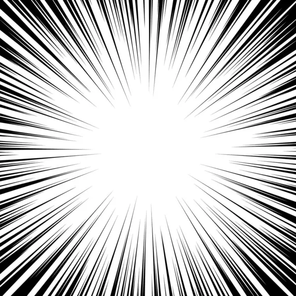 Çizgi roman. Radyal patlama çizgileri olan arkaplan