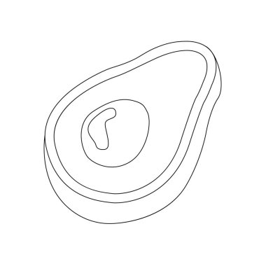 Olgun yeşil avokado, iki parçaya bölünmüş. Meyve. Siluet. Vejetaryen ve vejetaryen yemekleri. Sağlıklı yemek ve diyet