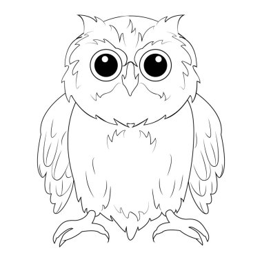 Baykuş. Vahşi orman, yırtıcı kuşun tüylerini kabarttı. Vahşi yaşam sembolü