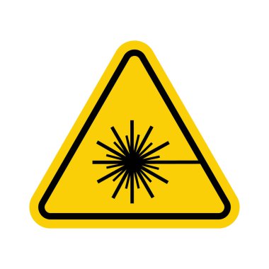 Lazer tehlike işareti. Sarı üçgen uyarısı. Lazer ışınına bakma. Lazer ışını işareti