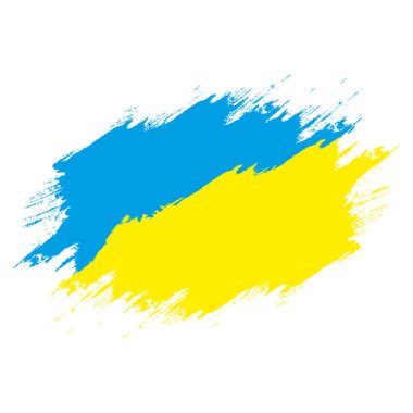 Ukrayna fırça bayraklarıyla boyanmış. Grunge bayrağı Ukrayna. Suluboya Ukrayna bayrağı çekiyor. Bağımsızlık Günü. Pankart, poster şablonu. Ceket kollu Ukrayna bayrağı