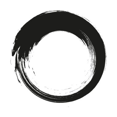 Grunge daire çerçevesi. Fırça darbeleriyle çizilmiş Grunge çemberi. Mürekkeple çizilmiş bir çember