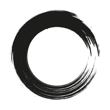 Grunge daire çerçevesi. Fırça darbeleriyle çizilmiş Grunge çemberi. Mürekkeple çizilmiş bir çember