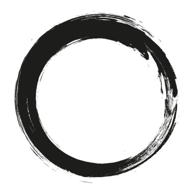Grunge daire çerçevesi. Fırça darbeleriyle çizilmiş Grunge çemberi. Mürekkeple çizilmiş bir çember.