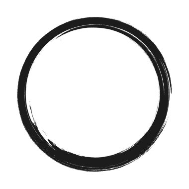 Grunge daire çerçevesi. Fırça darbeleriyle çizilmiş Grunge çemberi. Mürekkeple çizilmiş bir çember