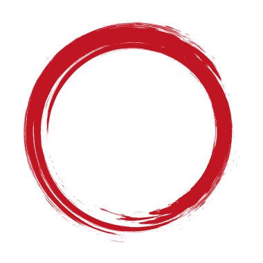 Grunge daire çerçevesi. Fırça darbeleriyle çizilmiş Grunge çemberi. Mürekkeple çizilmiş kırmızı bir daire