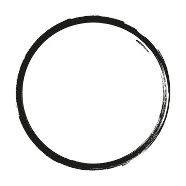 Grunge daire çerçevesi. Fırça darbeleriyle çizilmiş Grunge çemberi. Mürekkeple çizilmiş bir çember