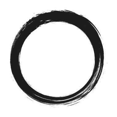 Grunge daire çerçevesi. Fırça darbeleriyle çizilmiş Grunge çemberi. Mürekkeple çizilmiş bir çember