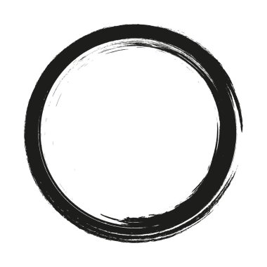Grunge daire çerçevesi. Fırça darbeleriyle çizilmiş Grunge çemberi. Mürekkeple çizilmiş bir çember
