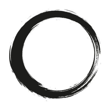 Grunge daire çerçevesi. Fırça darbeleriyle çizilmiş Grunge çemberi. Mürekkeple çizilmiş bir çember