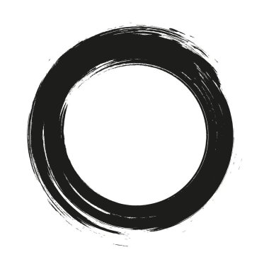 Grunge daire çerçevesi. Fırça darbeleriyle çizilmiş Grunge çemberi. Mürekkeple çizilmiş bir çember