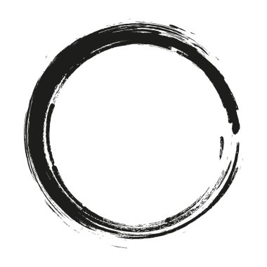 Grunge daire çerçevesi. Fırça darbeleriyle çizilmiş Grunge çemberi. Mürekkeple çizilmiş bir çember