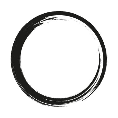 Grunge daire çerçevesi. Fırça darbeleriyle çizilmiş Grunge çemberi. Mürekkeple çizilmiş bir çember