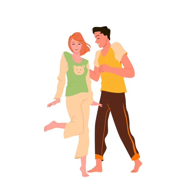 Happy Couple Enjoy Dancing Movement Vector Illustration Cartoon Isolated Funny — Stock Vector