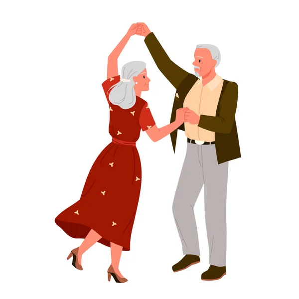 Couple Âgé Dansant Sur Musique Ensemble Illustration Vectorielle Dessin Animé — Image vectorielle