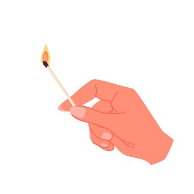 Yanan bir kibriti sıcak ateşle tutan el. İnsanın parmakları kibrit çöpünü tutarak şenlik ateşini yakar, mutfakta gaz sobasında yemek pişirir ya da sigara içerdi.