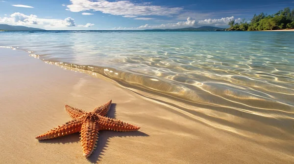 stock image Tropical beach with starfish.