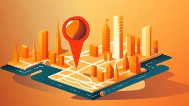 Konum pin işareti simgesi ve GPS navigasyon haritası.