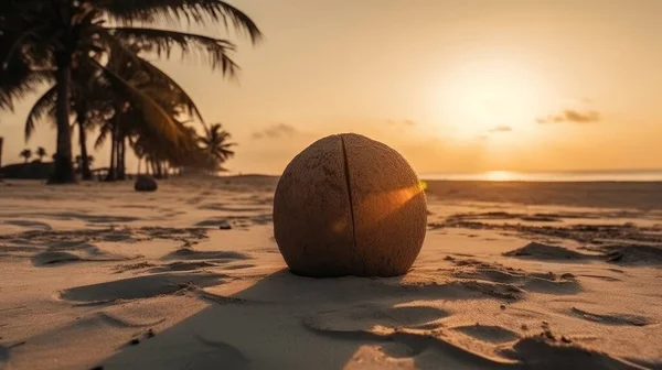 stock image Coconuts and landscape of beach.