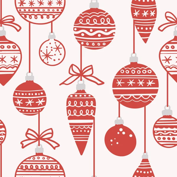 Vintage Christmas Ornaments Illustration Pattern — Stock Vector