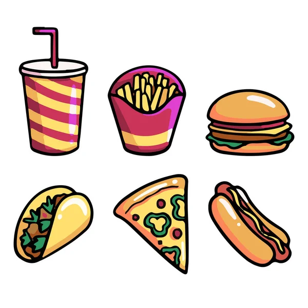 Desenhos Animados Fast Food Ilustração — Vetor de Stock