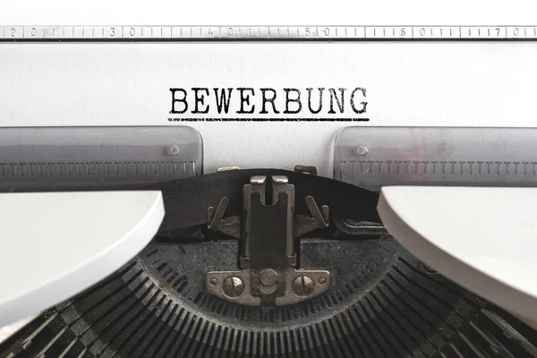 Close Vista Palavra Bewerbung Alemão Para Aplicação Emprego Escrito Velha — Fotografia de Stock