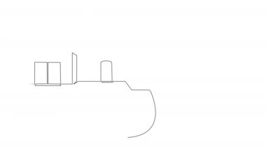 Garajlı, çizgi çizgisi sanat animasyonlu tek aile evinin animasyonu.