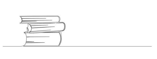 Непрерывный Однолинейный Рисунок Стопки Книг Линейная Иллюстрация Вектора Искусства — стоковый вектор