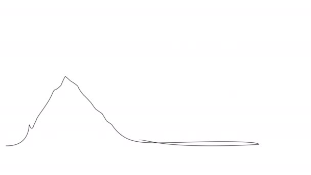 Desenho Linha Contínua Única Animada Paisagem Montanha Com Cabine Árvores — Vídeo de Stock