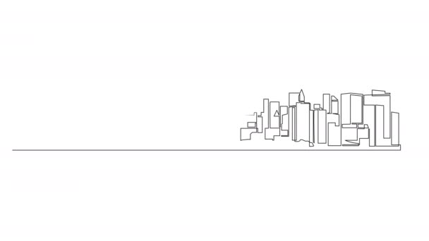 Animierte Einzeilige Zeichnung Der Skyline Von New York City Manhattan — Stockvideo