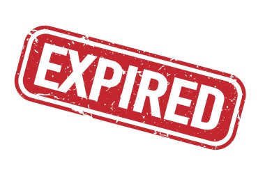 kırmızı grungy EXPIRED lastik damga veya etiketi beyaz, vektör illüstrasyon izole