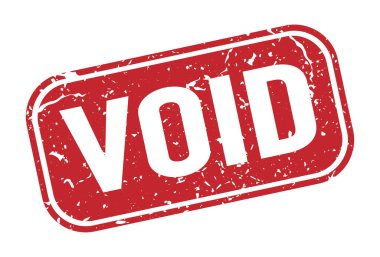 kırmızı grungy VOID kauçuk damga veya etiketi beyaz, vektör illüstrasyon izole